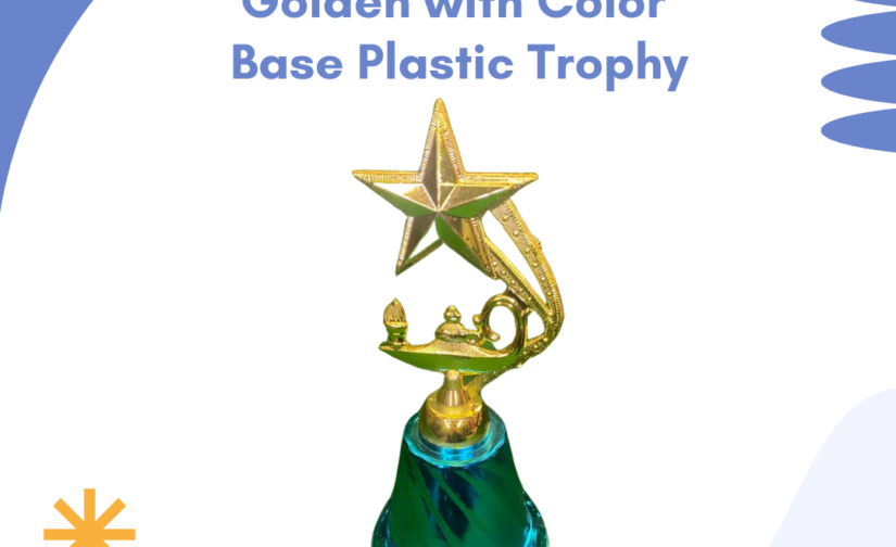 Chiragh Award - Golden Trophy with Color Base | Premium Plastic Recognition Trophy