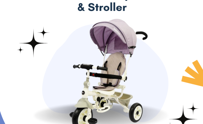 DLX Kids Tricycle & Stroller | Adjustable Canopy, Safety Belt, and Bright Colors