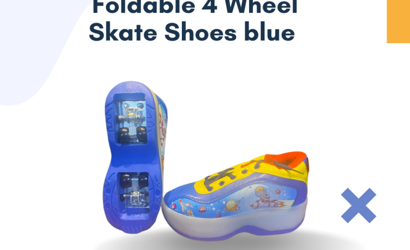 Foldable 4-Wheel Skate Shoes Blue | Compact & Adjustable Skates for Kids & Adults