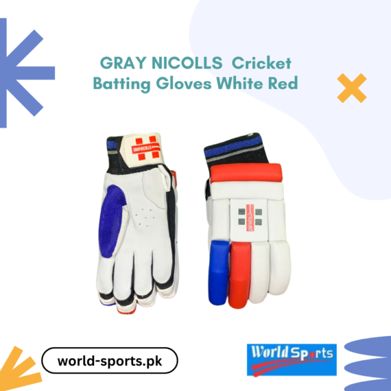 Gray Nicolls Cricket Batting Gloves White Red – Premium Comfort, Protection, and Grip for Cricketers