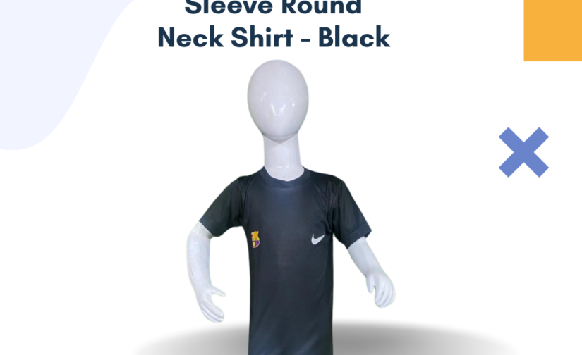 Interlock Half Sleeve Round Neck Shirt - Black | Soft and Comfortable Cotton Shirt for Everyday Wear