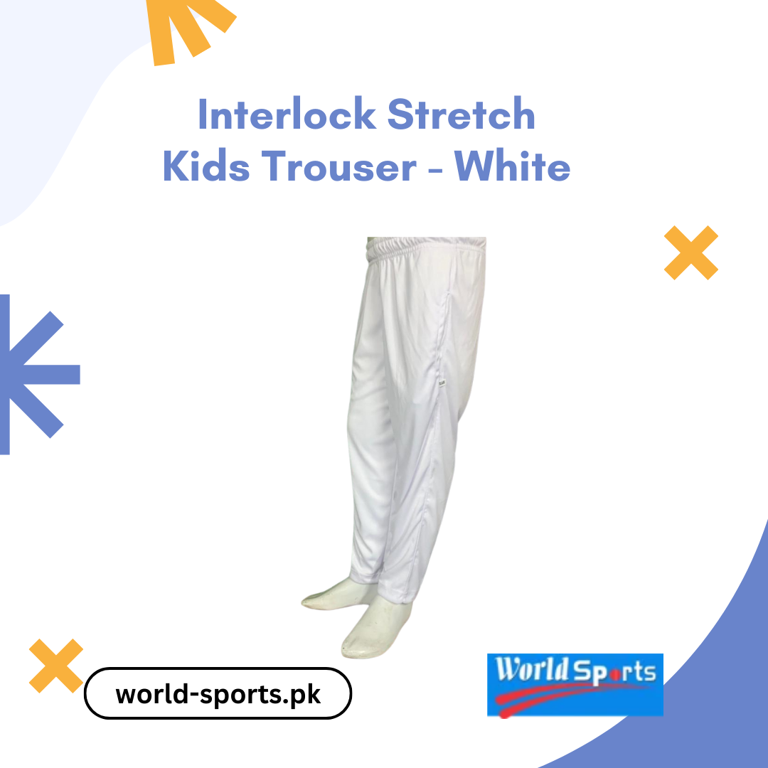 Interlock Stretch Kids Trouser - White | Comfortable, Stylish, and Durable