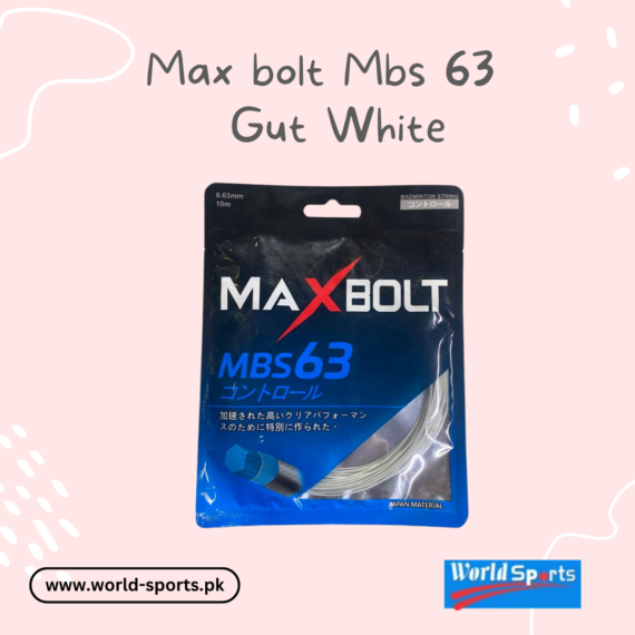 Max Bolt MBS 63 Badminton String – High-Performance Gut (White) for Control and Durability