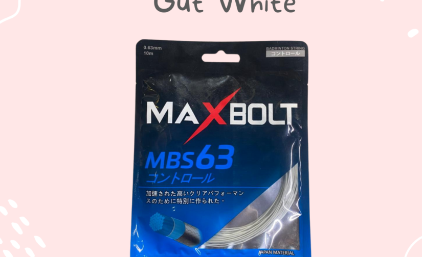 Max Bolt MBS 63 Badminton String – High-Performance Gut (White) for Control and Durability