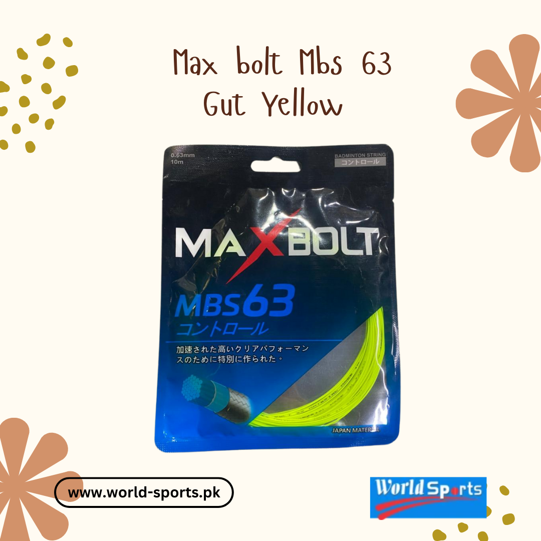 Max Bolt MBS 63 Badminton String – High-Performance Gut (Yellow) for Power and Precision