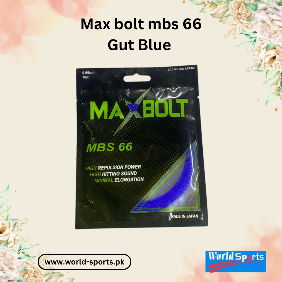Max Bolt MBS 66 Badminton String – High-Performance Gut (Blue) for Power and Precision
