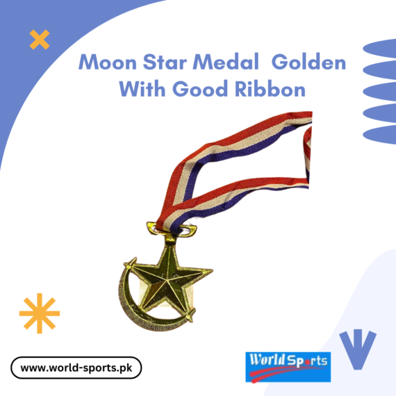 Moon Star Medal Golden with Premium Ribbon - Perfect for Awards and Achievements