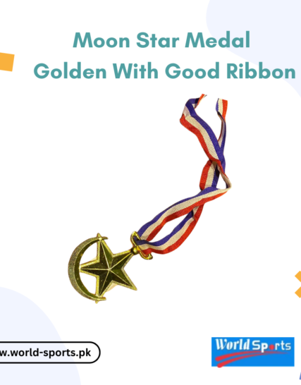 Moon Star Medal with Golden Finish and Premium Ribbon - Ideal for Awards and Recognition