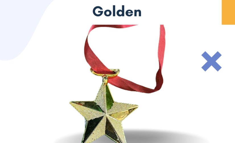 New Star Medal Golden with Premium Ribbon - Perfect for Awards and Recognition