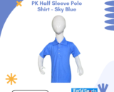PK Half Sleeve Polo Shirt - Sky Blue | Soft Cotton Polo for Casual and Formal Elegance