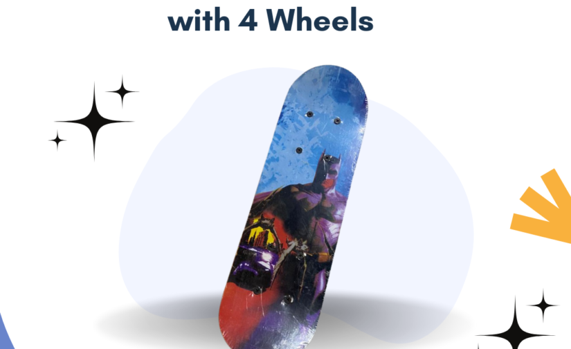 Skateboard Wood with 4 Wheels – Durable Wooden Deck for Smooth Rides and Stability