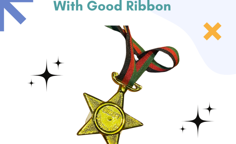 Golden Star Medal with Premium Ribbon - Perfect for Awards and Recognition