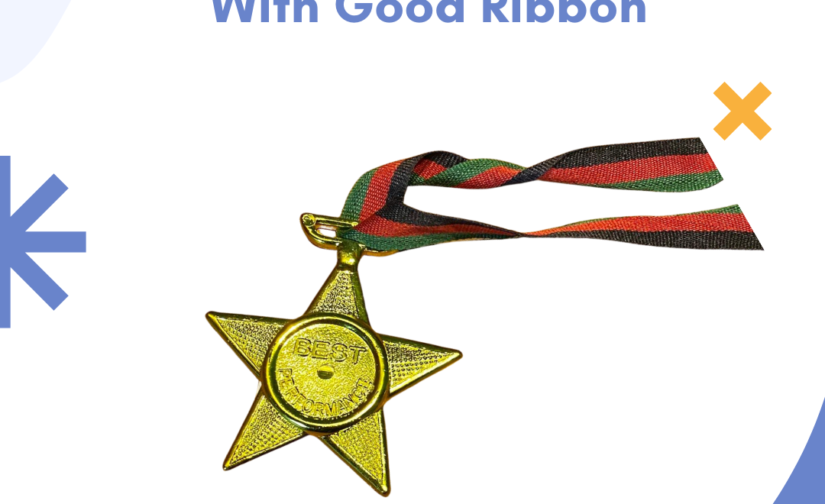 Star Medal with Golden Finish and Premium Ribbon - Perfect for Awards and Recognition