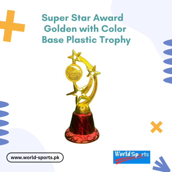 Super Star Award - Golden Trophy with Color Base | Premium Plastic Recognition Award for Events
