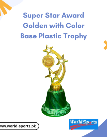 Super Star Award Golden Trophy with Color Base - Premium Plastic Recognition Award for Events and Competitions