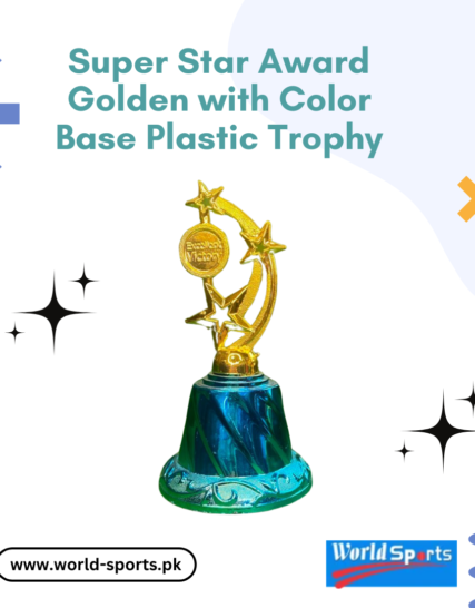 Super Star Award Golden Trophy with Color Base - Premium Plastic Design for Celebrations and Events