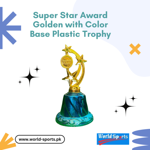 Super Star Award Golden Trophy with Color Base - Premium Plastic Design for Celebrations and Events