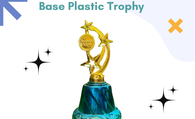 Super Star Award Golden Trophy with Color Base - Premium Plastic Design for Celebrations and Events