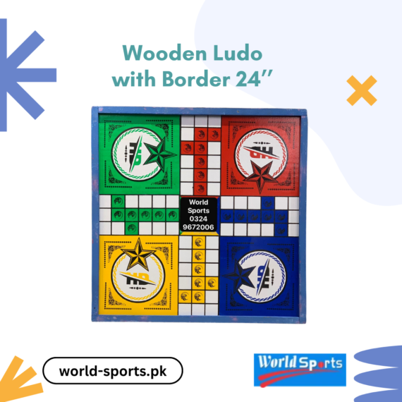 Wooden Ludo with Border 24’’ – Classic Premium Quality Ludo Game Board for Family Fun & Game Nights