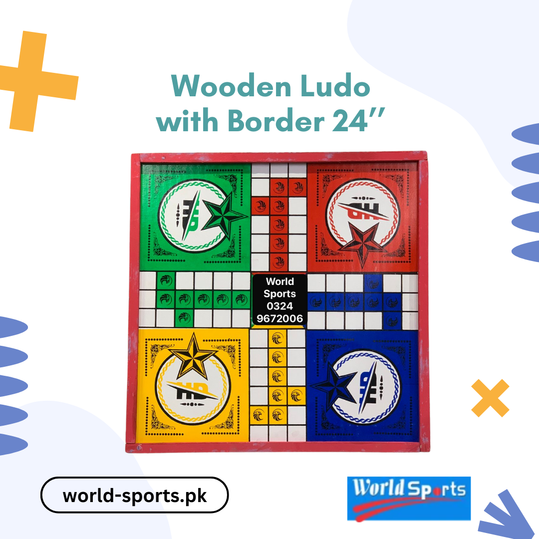 Wooden Ludo with Border 24’’ – Premium Classic Ludo Board for Family & Friends Game Nights