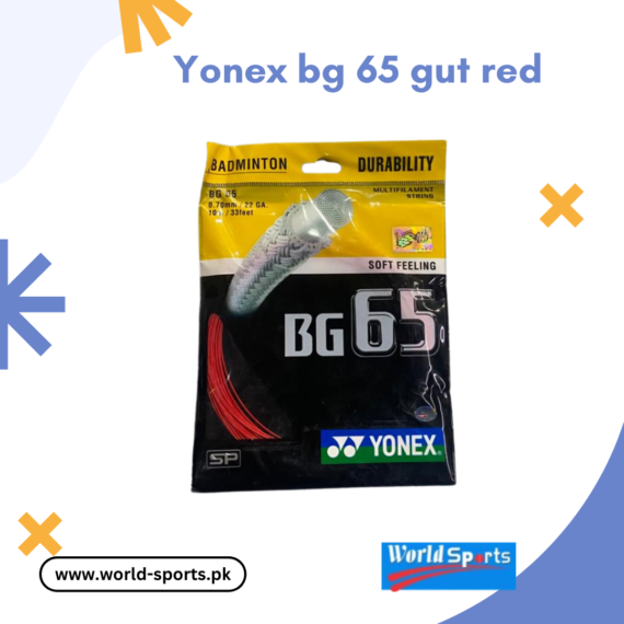Yonex BG 65 Badminton String – High-Performance Gut (Red) for Power and Control