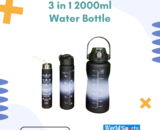 3-in-1 2000ml Water Bottle – Large BPA-Free Sports Bottle with Time Marker, Storage Compartment & Leak-Proof Lid