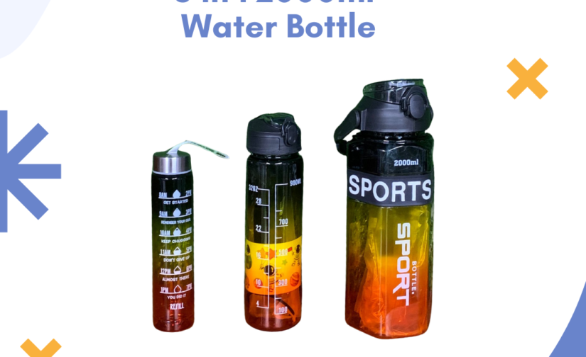3-in-1 2000ml Water Bottle – Large BPA-Free Leak-Proof Sports Bottle with Time Marker & Storage Compartment