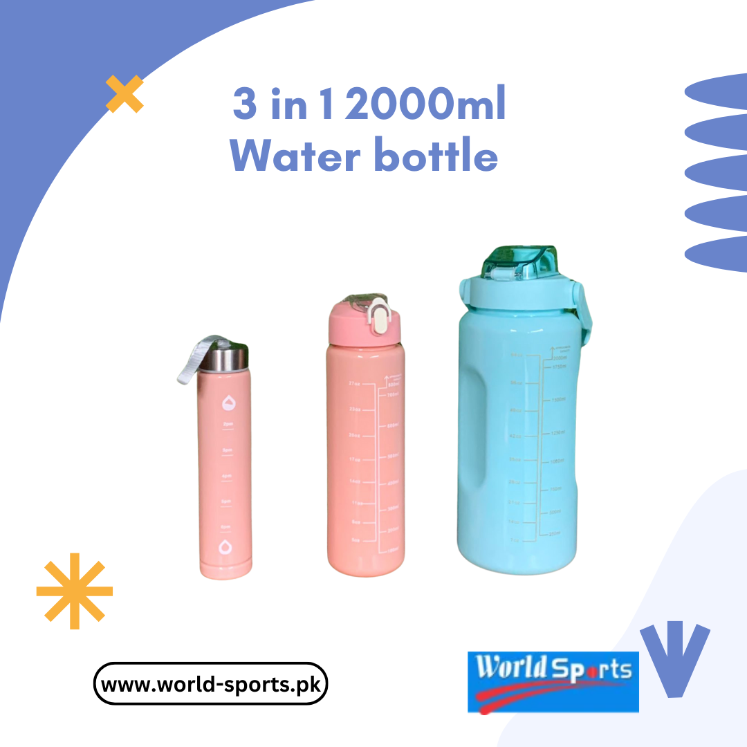 3-in-1 2000ml Water Bottle – Large BPA-Free Leak-Proof Sports Bottle with Time Marker & Storage Compartment for Gym