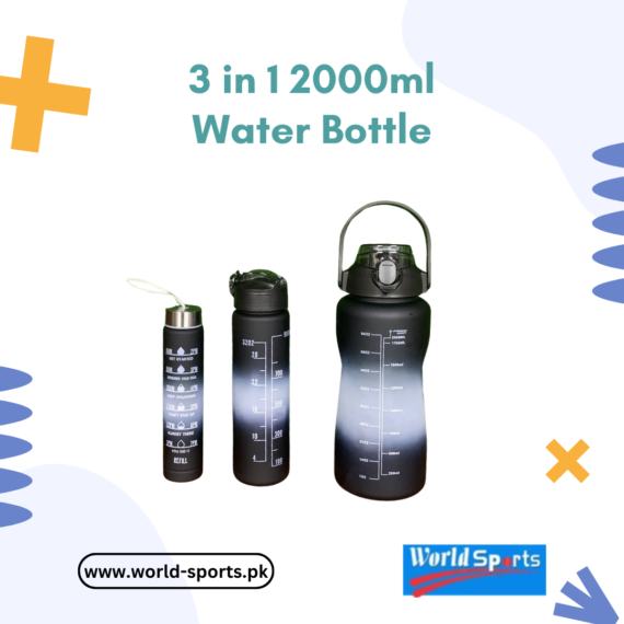 3-in-1 2000ml Water Bottle – Large BPA-Free Sports Bottle with Time Marker, Storage Compartment & Leak-Proof Lid