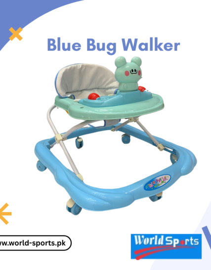 Blue Bug Walker – Adjustable & Foldable Baby Walker with Play Tray & Comfortable Seat