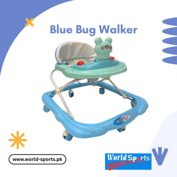 Blue Bug Walker – Adjustable & Foldable Baby Walker with Play Tray & Comfortable Seat