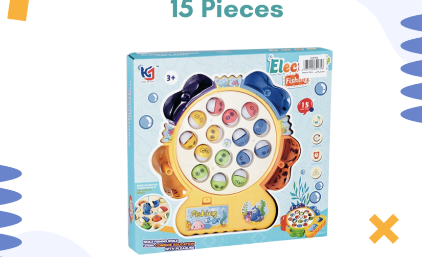 Electric Fishing Game – 15-Piece Rotating Fish Catching Toy with Lights, Music & Magnetic Rods