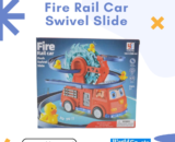 Fire Rail Car Swivel Slide – Interactive Fire Rescue Track Set with Swiveling Slides, Cars & Lights for Kids