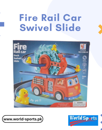 Fire Rail Car Swivel Slide – Interactive Fire Rescue Track Set with Swiveling Slides, Cars & Lights for Kids