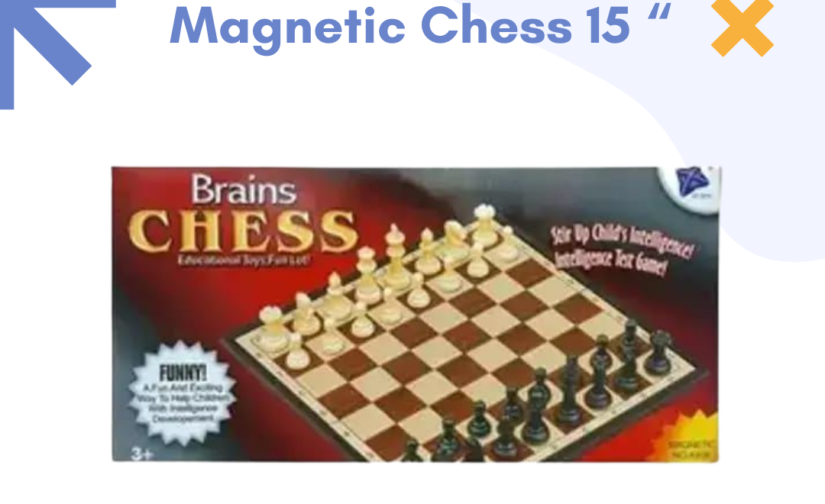 Foldable Brains Magnetic Chess Set – 15” Travel-Friendly Chess Board with Strong Magnetic Pieces