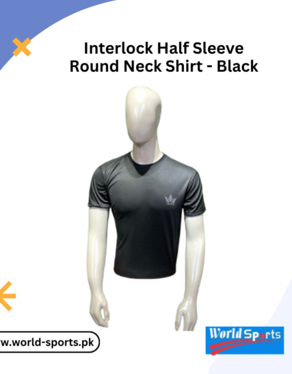 Interlock Half Sleeve Round Neck Shirt - Black | Classic & Comfortable Casual Shirt for Men