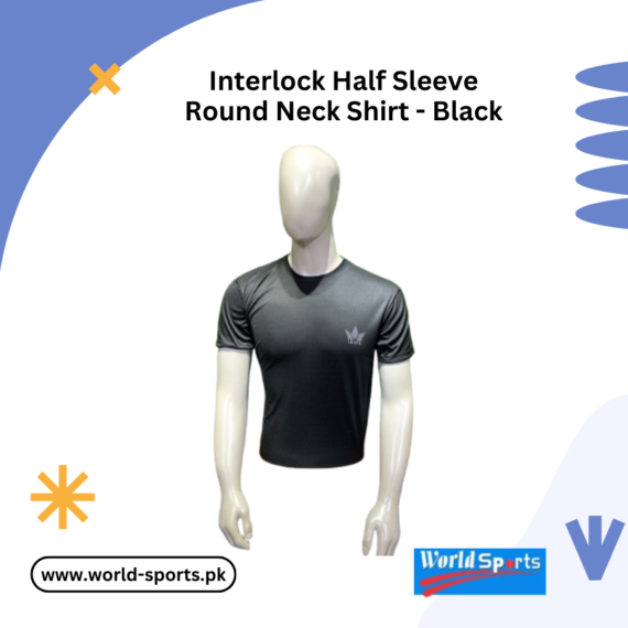 Interlock Half Sleeve Round Neck Shirt - Black | Classic & Comfortable Casual Shirt for Men