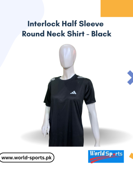 Interlock Half Sleeve Round Neck Shirt - Black | Premium Soft & Stylish Casual T-Shirt for Men
