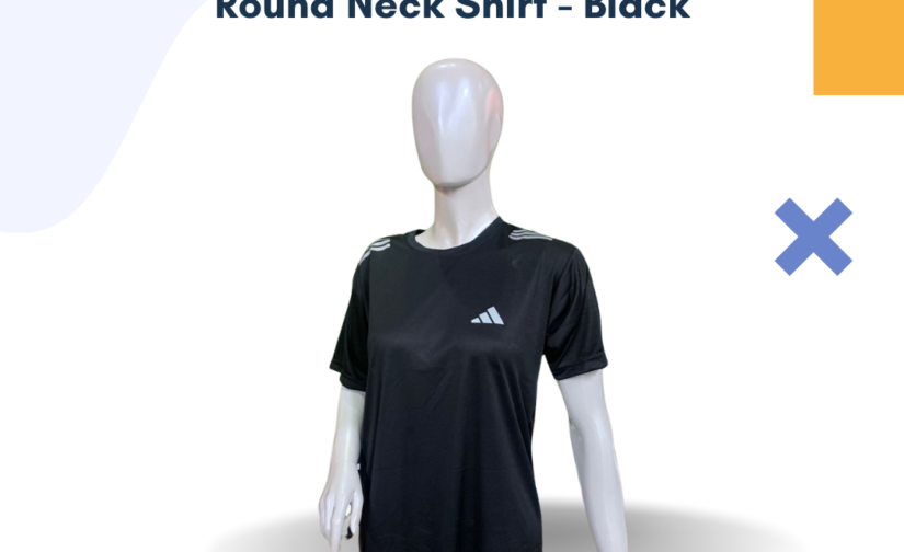 Interlock Half Sleeve Round Neck Shirt - Black | Premium Soft & Stylish Casual T-Shirt for Men