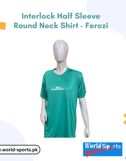 Interlock Half Sleeve Round Neck Shirt - Ferozi | Soft, Stylish & Breathable Casual T-Shirt