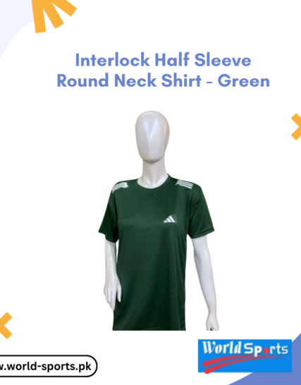 Interlock Half Sleeve Round Neck Shirt - Green | Soft, Breathable & Stylish Casual T-Shirt