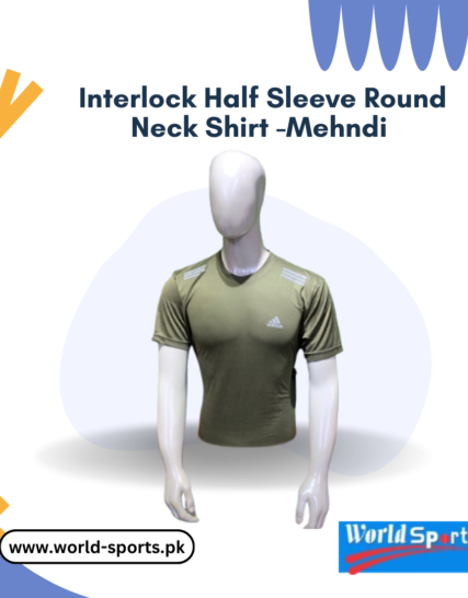 Interlock Half Sleeve Round Neck Shirt - Mehndi | Stylish & Comfortable Casual Shirt for Men