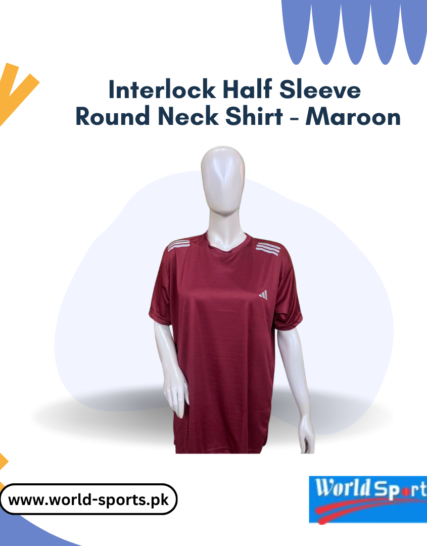 Interlock Half Sleeve Round Neck Shirt - Maroon | Soft, Stylish & Comfortable Casual T-Shirt