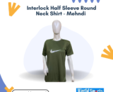 Interlock Half Sleeve Round Neck Shirt - Mehndi | Soft & Breathable Fabric