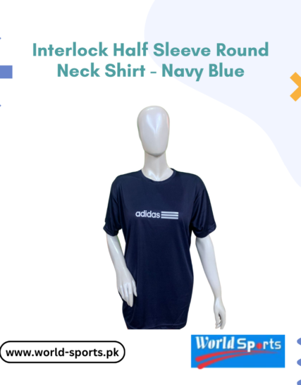 Interlock Half Sleeve Round Neck Shirt - Navy Blue | Soft, Stylish & Comfortable Casual T-Shirt