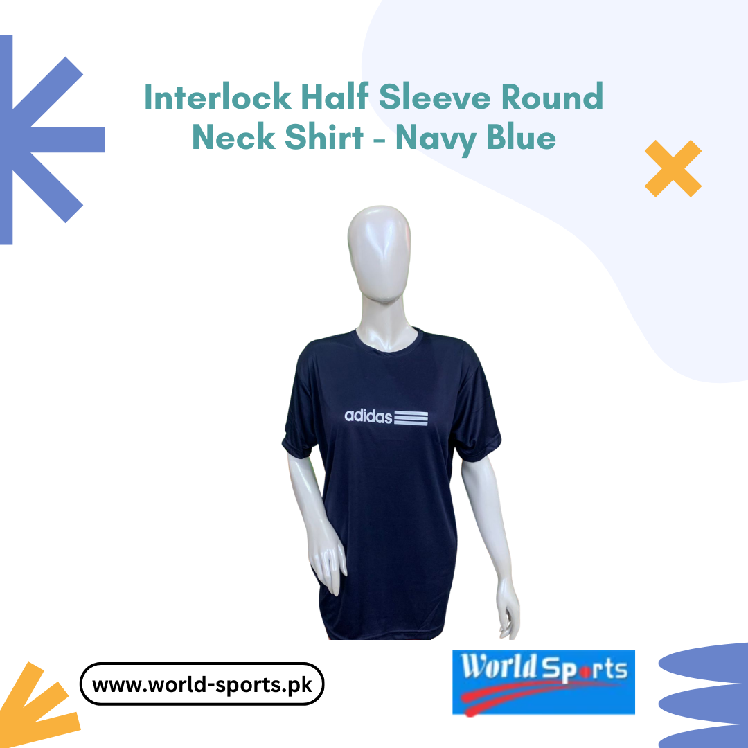Interlock Half Sleeve Round Neck Shirt - Navy Blue | Soft, Stylish & Comfortable Casual T-Shirt