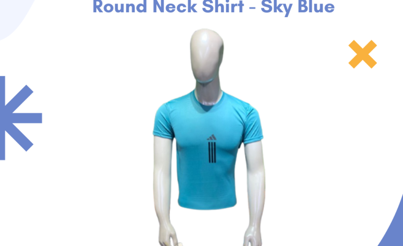 Interlock Half Sleeve Round Neck Shirt - Sky Blue | Comfortable & Stylish Casual Shirt for Men