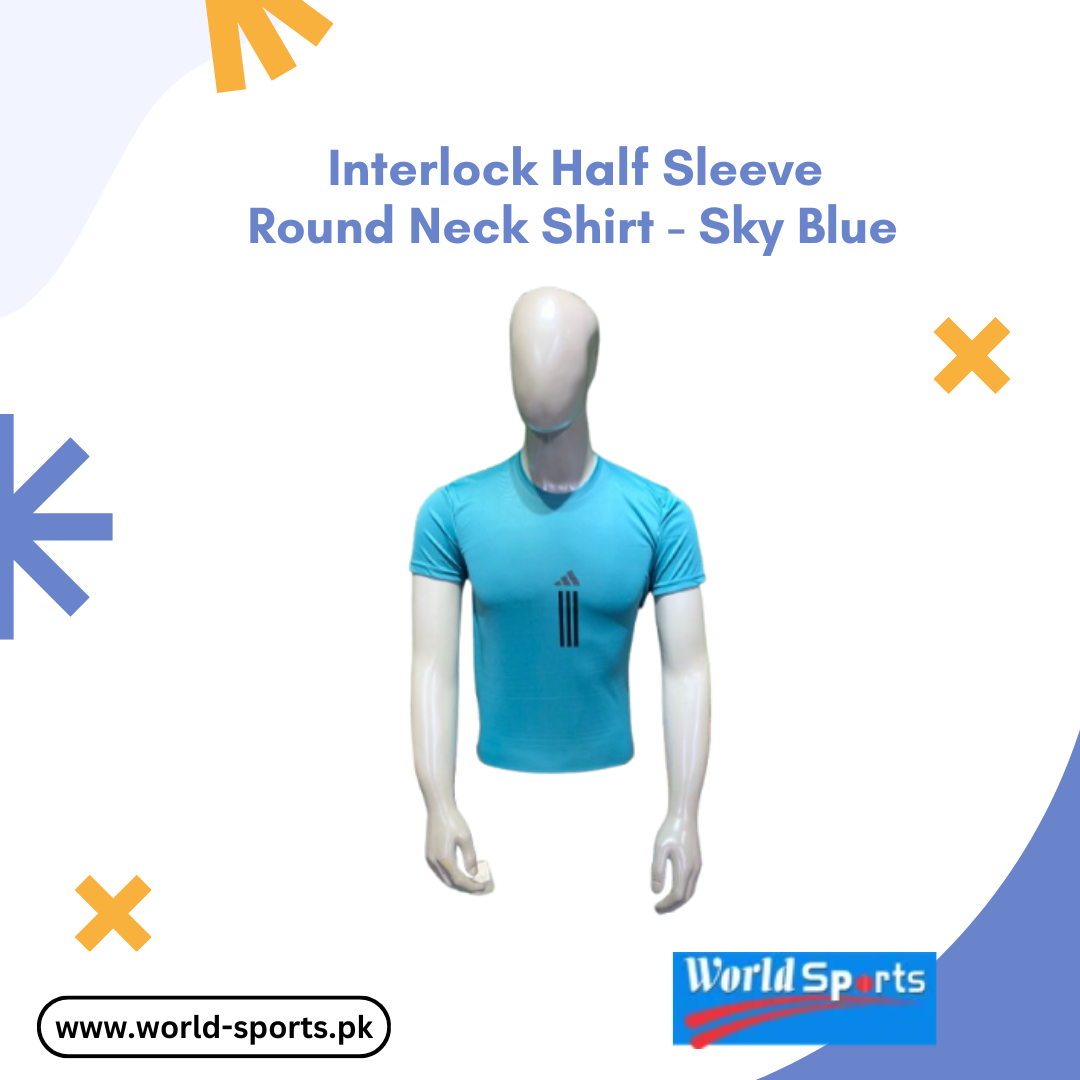 Interlock Half Sleeve Round Neck Shirt - Sky Blue | Comfortable & Stylish Casual Shirt for Men
