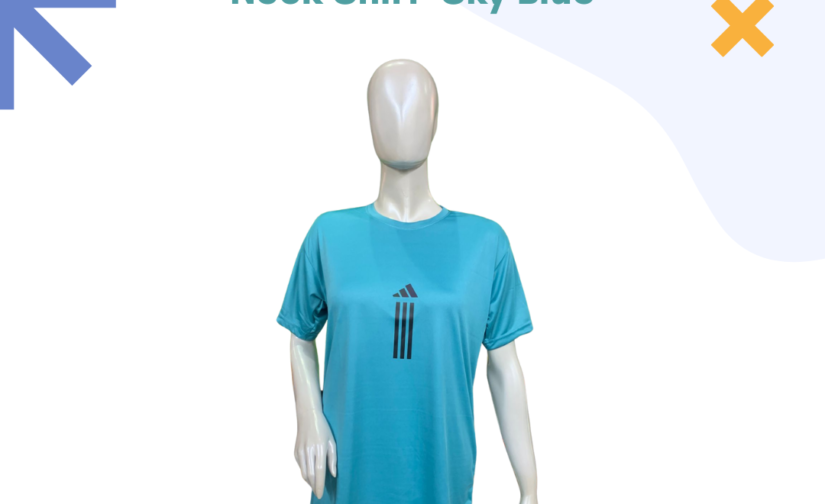 Interlock Half Sleeve Round Neck Shirt - Sky Blue | Soft & Breathable Fabric | Casual & Activewear