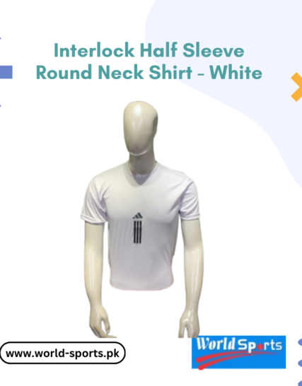 Interlock Half Sleeve Round Neck Shirt - White | Premium Comfort & Classic Style for Men
